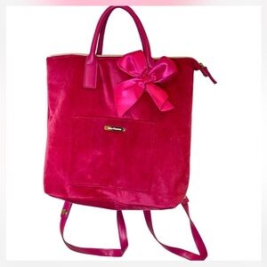 Juicy Couture Hot Pink Velour Satin Bow Convertible Backpack